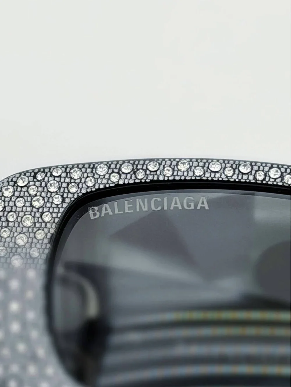 Balenciaga BB0096S 013 Dynasty Rectangular BB Logo Narrow Crystal Black Limited